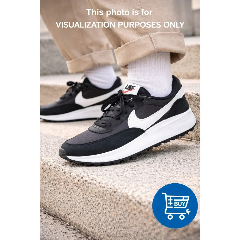 NEW Nike Waffle Debut Casual Sneakers Black White DH9522 001 Mens Sizes 9.5